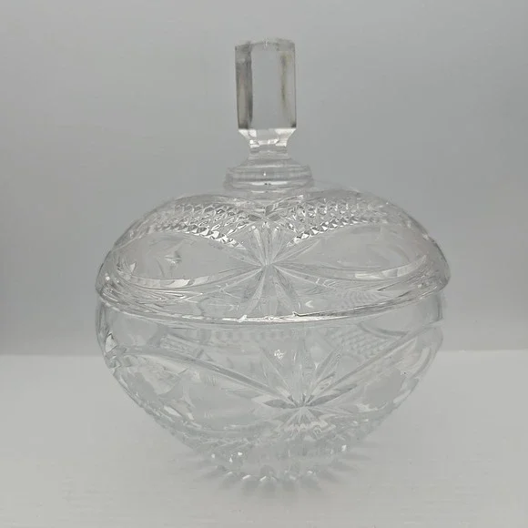 Anchor Hocking Early American Prescut Glass Lidded Bowl EAPC Clear Vintage 6in