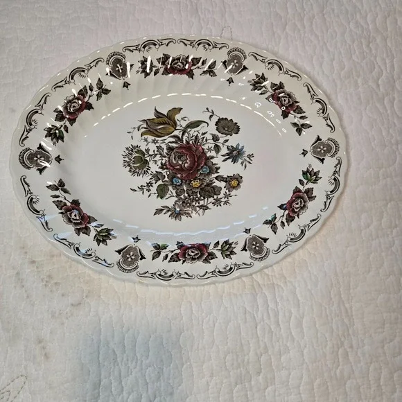 Bouquet by Franciscan Staffordshire Serving Platter 12.5 x 9.75 Hand Engraved