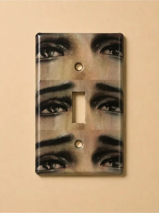 Handmade Decorative Eye Pattern Toggle Switch Plate - Black and Cream