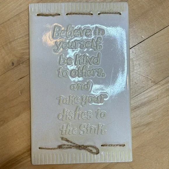 Y2K Hallmark Vintage Ceramic Plaque Be Kind Believe Cottage‎ Grandmacore Decor