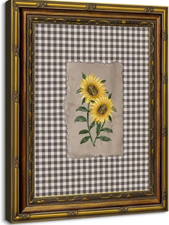 Rustic Vintage Sunflower Canvas Wall Art - Floral Print for Farmhouse Decor