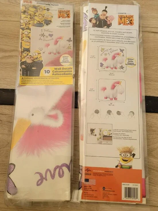new DESPICABLE ME 3 10-PACK WALL DECALS i believe in unicorns