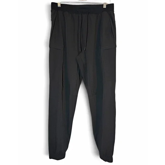Lululemon Mens M Black Jogger Pants Drawstring Zip Pocket Tapered Athletic Sport