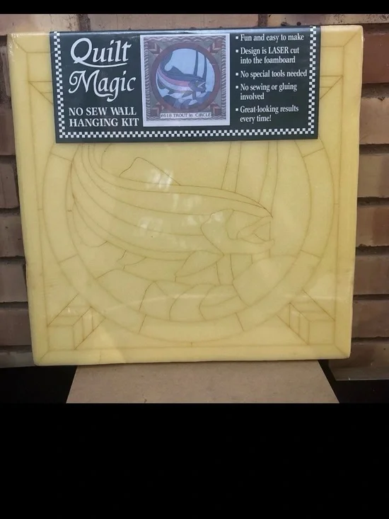 Vintage Sealed Quilt Magic No Sew Wall Hanging Kit #618 Trout in Circle