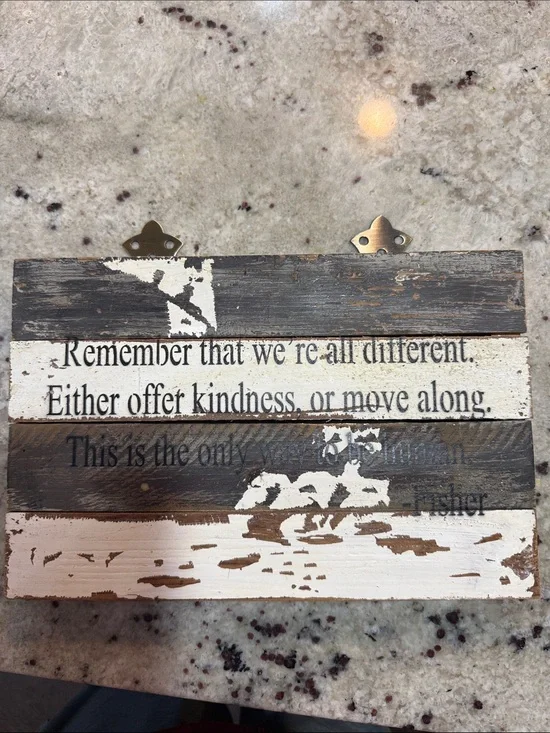 Rustic White and Brown Wooden Wall Plaque - Inspirational Quote