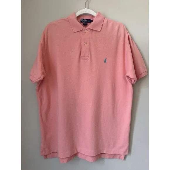 Polo By Ralph Lauren Polo Shirt Men's Coral Polo Turquoise Pony SZ Medium