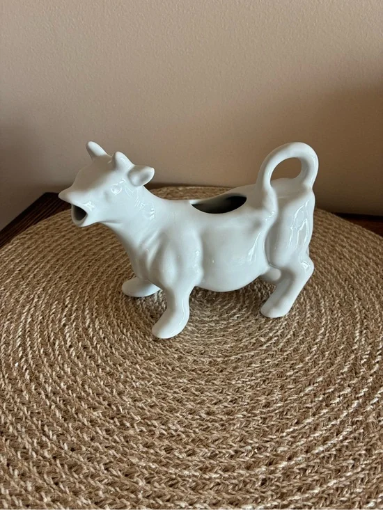 White Ceramic Cow Creamer/Decor EUC!