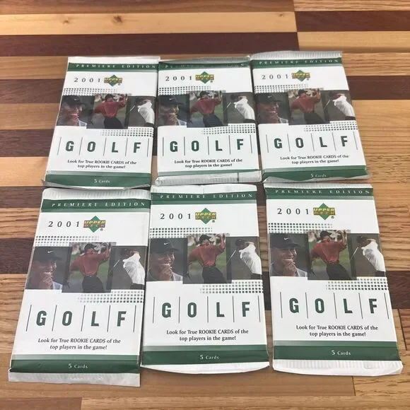 Six 2001 UD Upper Deck GOLF 1 GREEN HOBBY PACK 5 Card Pack RACK PACK VERSION