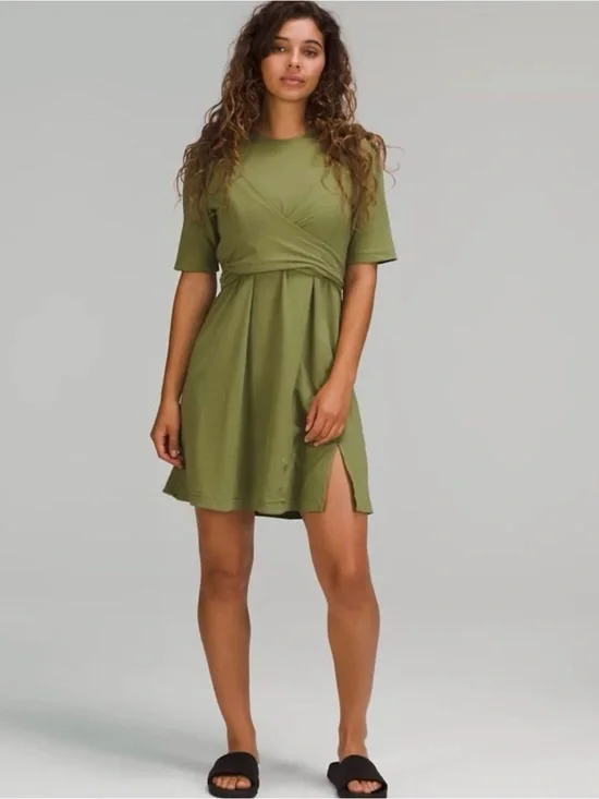 lululemon cotton wrap front t-shirt dress