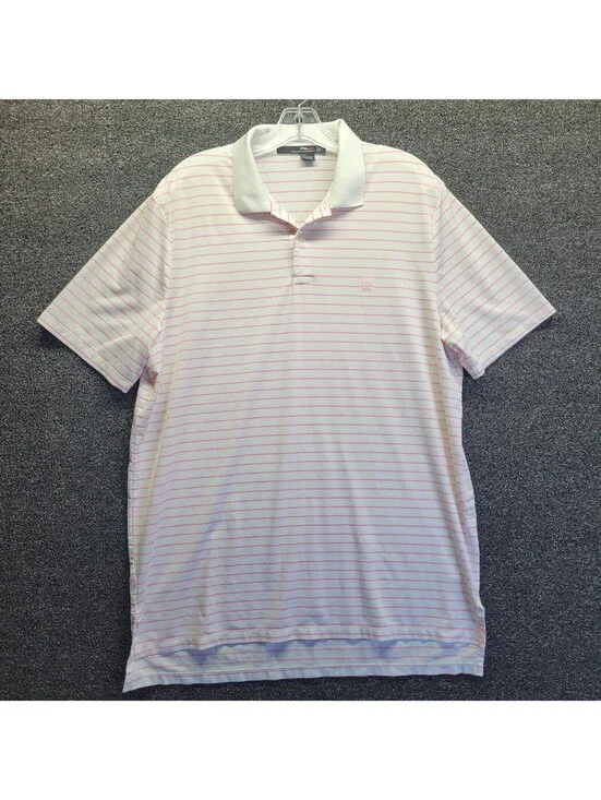 Polo Ralph Lauren RLX Golf Shirt Men's Sz L Pink Striped Performance Poly