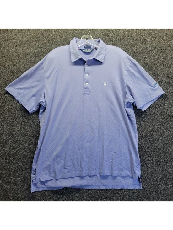 Vtg Polo Golf Ralph Lauren Shirt Men's Sz L Blue Vintage Lisle FHCC Golf Club