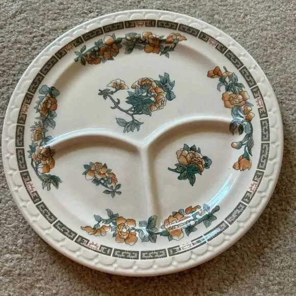 Syracuse China Econo Rim Floral Divided 9.5” Dinner Plate