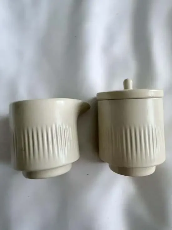 Citrine By Magenta Ribbed Ceramic Creamer And Sugar Set