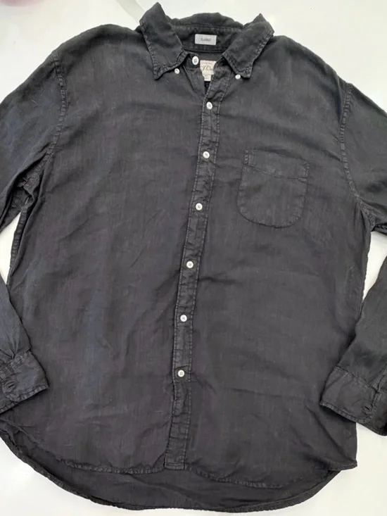 J. Crew Men's Black Baird McNutt Irish Linen Button-Down Long Sleeve Shirt