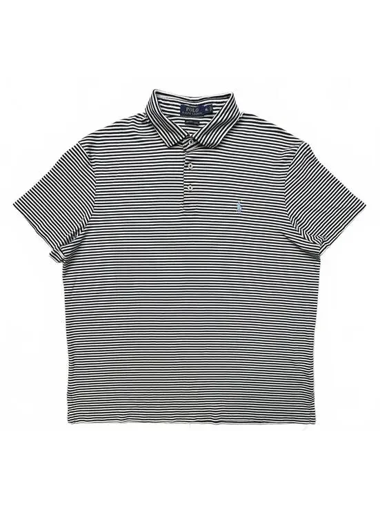 Polo Ralph Lauren Men’s XL Pima Soft Touch Navy White Striped Polo Shirt