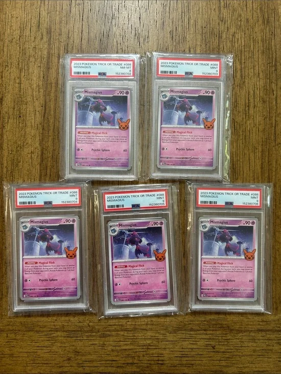 Set of 5 - PSA Graded Mismagius Pokémon Card - 2023 Trick or Trade