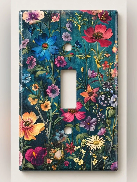 Handmade Colorful Floral Garden Toggle Light Switch Cover Midway Size