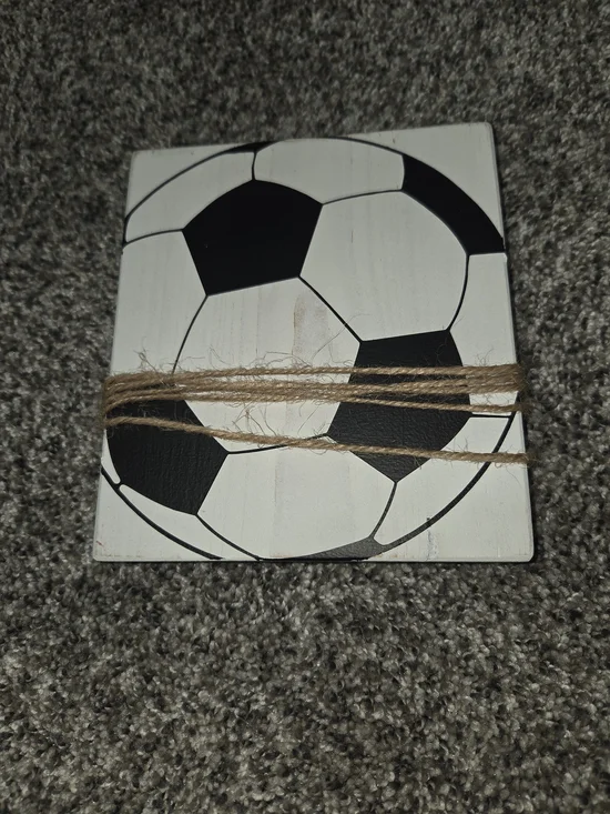Soccer ball wooden picture holder 6 x 6