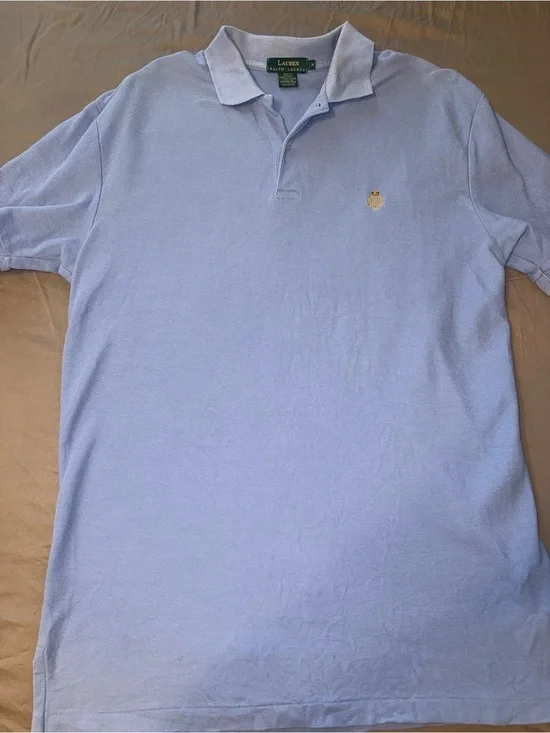 Ralph Lauren Light Blue Polo with Gold Crest Embroidery