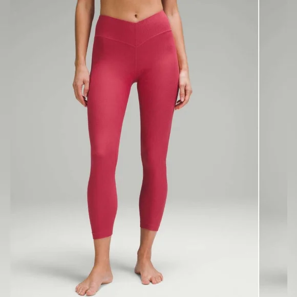 Lululemon NWT V Waist Yoga Tight 25 inch Grid Texture Vintage Rose Size 4