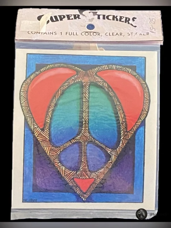 VTG 1995 Ginsburg Graphics Peace Sign Heart Window Decal SuperStickers NWT