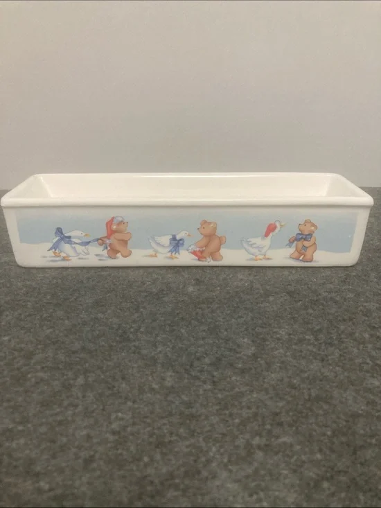 Vintage House of Lloyd 1988 cracker dish geese and teddy bears ceramic