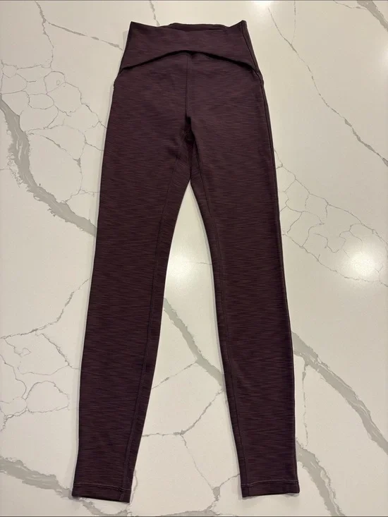 Lululemon Power Within Super High Rise 28” Leggings ~ 4 ~ Heather Black Currant