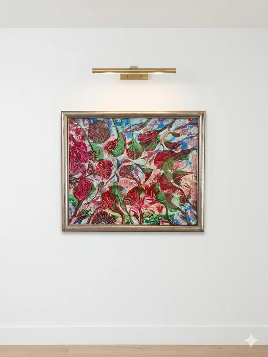 Framed Botanical Abstract Wall Art in Red and Green