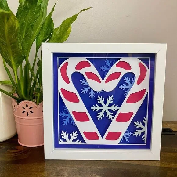 3D Candy Canes Christmas Shadowbox