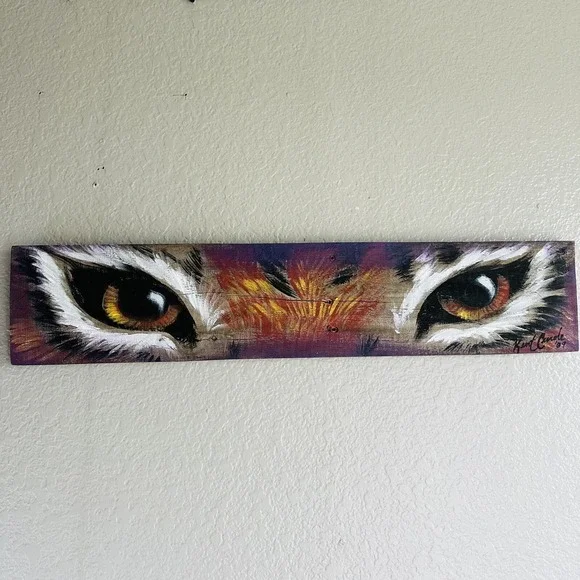Eyes Of The Tiger Oil Painting Signed By Artist Kent Curole '09, 5.5