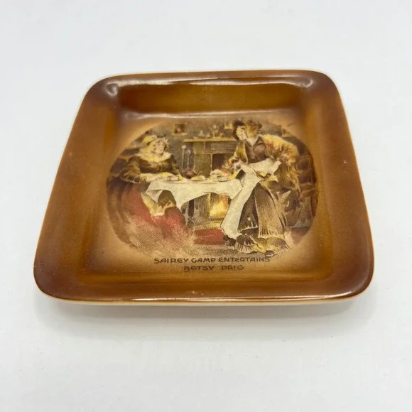 Sandland Trinket Dish Charles Dickens Sairey Gamp Betsy Prig Staffordshire Vtg