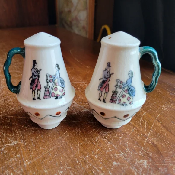 Vintage Salt & Pepper Shakers Crackled Glaze