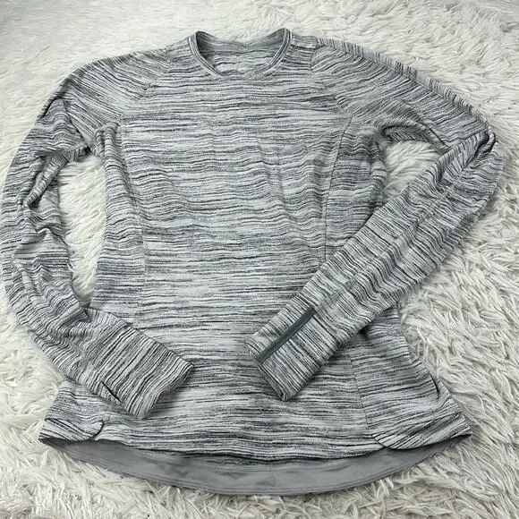 Lululemon Runderful Long Sleeve Space Dye Camo White Silver Spoon / Silver Spoon