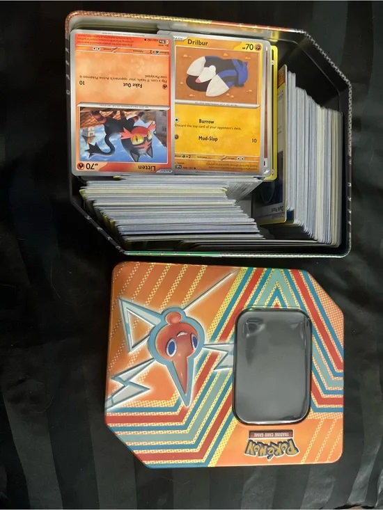Themed Orange Tin Card Storage with Gray Phone / Accessory Pokémon card bundle