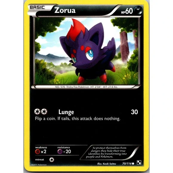 Zorua Common Black and White 70/114 MP tcga+ Normal