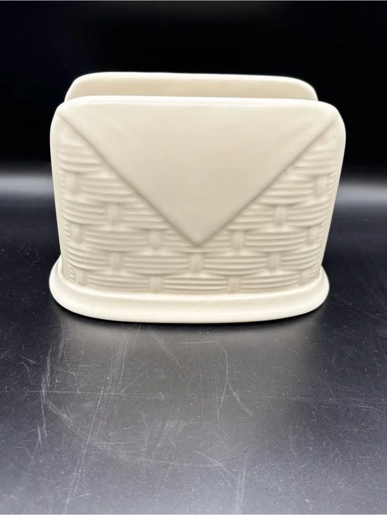 Vintage Pfaltzgraff Poetry Glossy Basketweave Napkin‎ Holder Discontinued