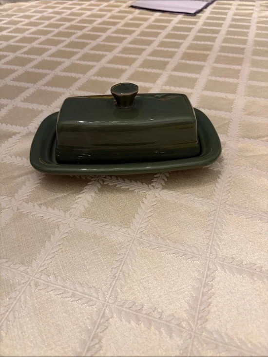 Retired Fiestaware X-large sage green butter dish