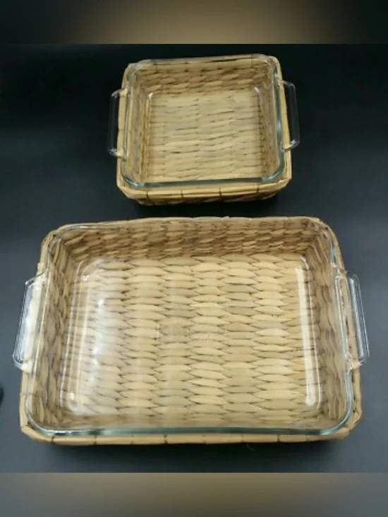 Anchor Hocking 9x13 & 8x8 Glass Casserole Baking Dishes with Buffet Basket