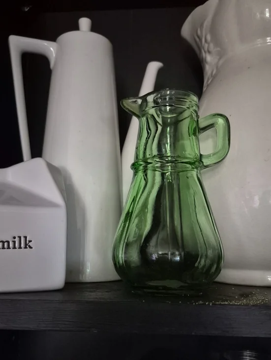 Hazel Atlas Green Uranium Glass Creamer Pitcher