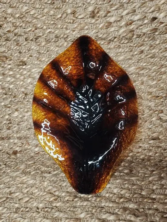 Threshold Glass Brown Leaf Plate Dish Autumn Fall Thanksgiving Serving Dinning