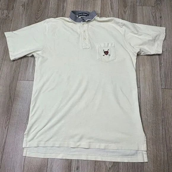 polo golf ralph lauren shirt‎ mens beige short sleeve embroidered logo