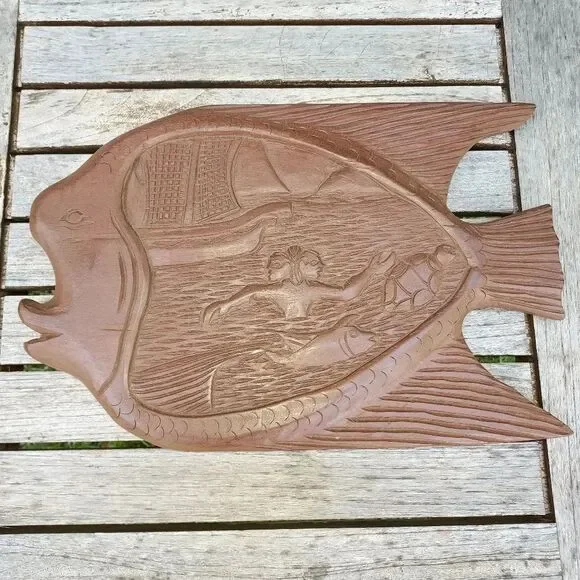 Vintage Handcarved Hawaiian Wooden Plaque