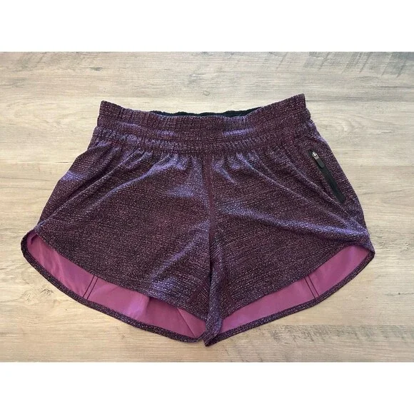 Lululemon Tracker Short V Jacquard Purple Running Shorts Size 8