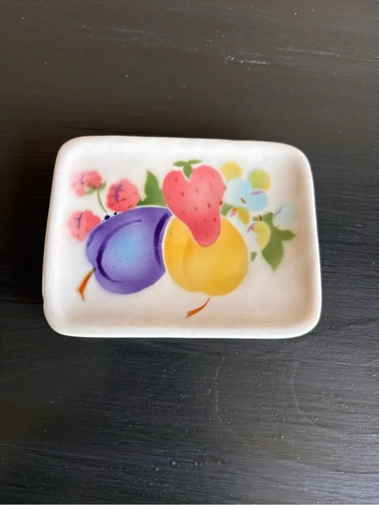 Vintage Cardenal China Trinket Dish Soap Mid-Century Modern Fruit Strawberry