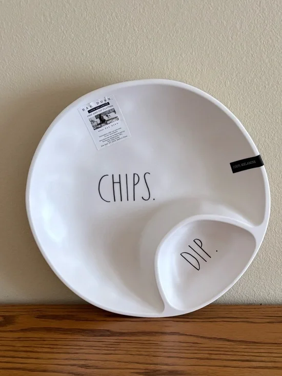 Rae Dunn White 'Chips & Dip' Melamine Serving Platter