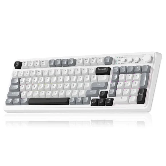 AULA S99 Wireless Gaming Keyboard 99 Key Number Pad White Gray RGB Backlight