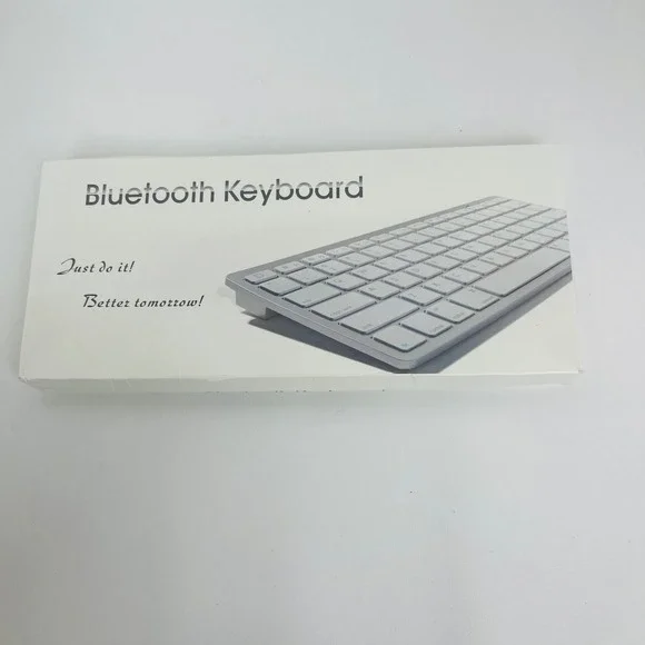 Unbranded Bluetooth Wireless Keyboard Silver White Slim Portable Universal