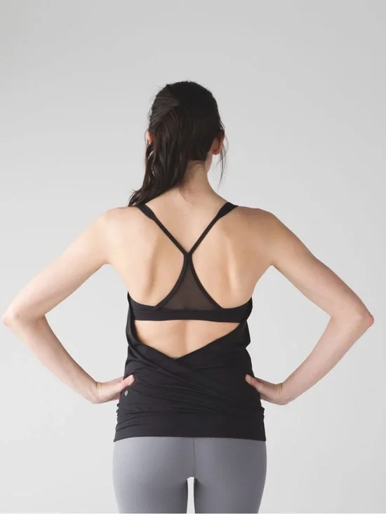Lululemon Minimalist Tank Black Built In Bra Mesh Size 10