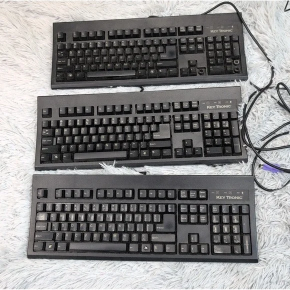Lot Of 3 Vintage KeyTronic E06101P2‎ QWERTY Keyboard Typing Wired