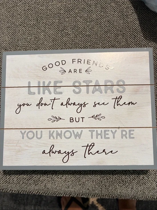 Good Friends Are Like Stars Wall Art - White & Gray Rustic Sign